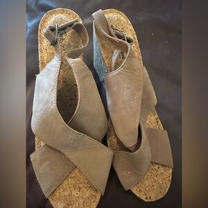 Lucky Brand Brown Cork Wedge Sandals